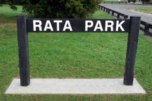 Recycled plastic plank sign, Rata Park
